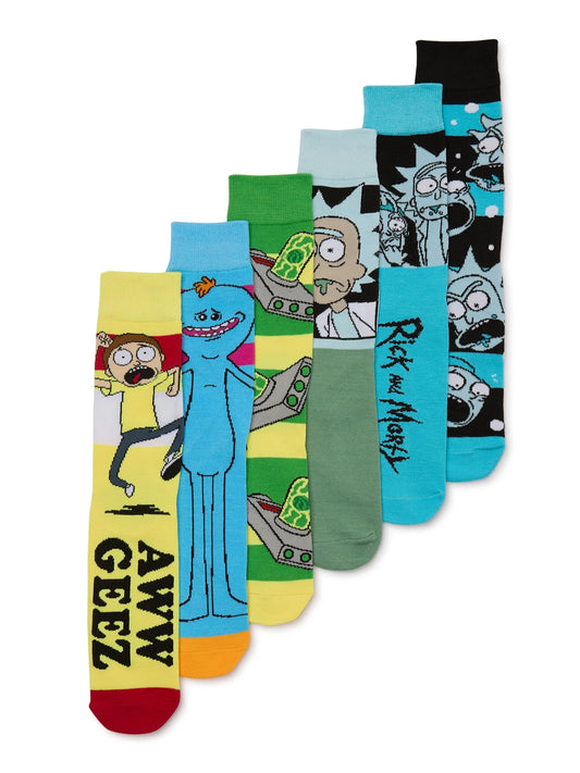 Rick and Morty Men’S Crew Socks, 6-Pack